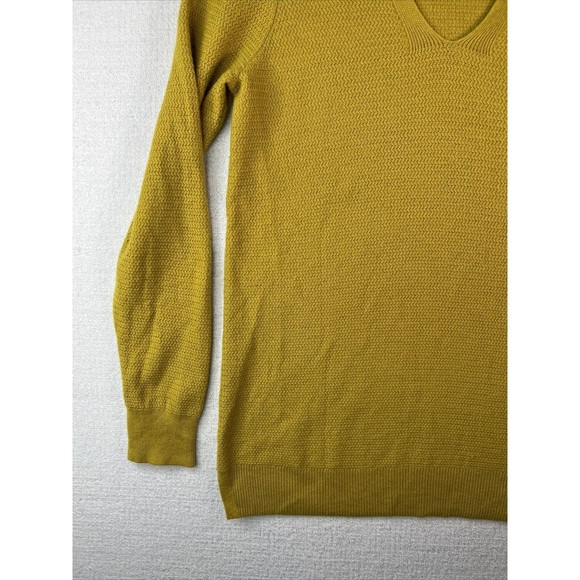 GAP Mustard Gold V-Neck Sweater Merino Wool Blend Womens Medium - Picture 3 of 10
